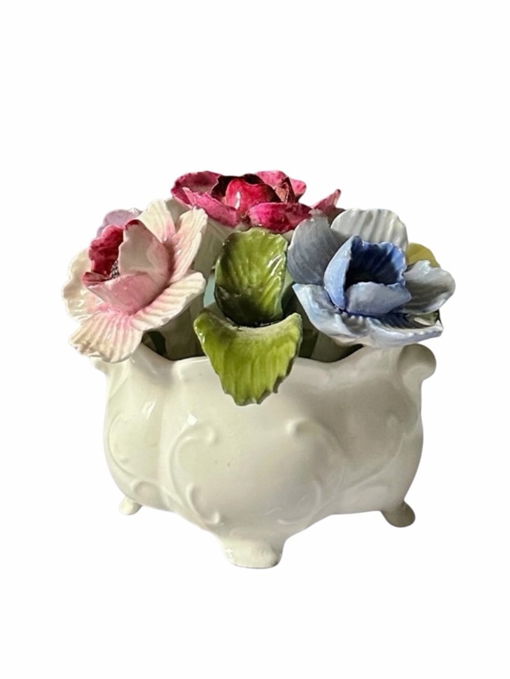 Aynsley October Anemome Fine Bone China Floral Basket Figurine